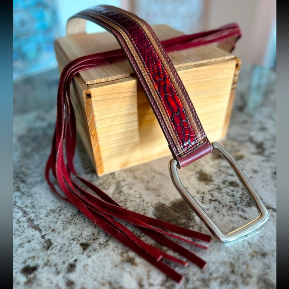 Leatherock Python & suede suede long fringe leather belt main image 14